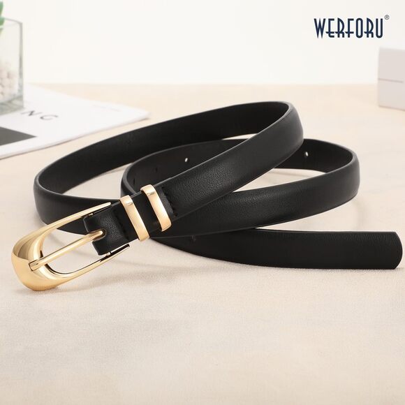 Skinny Leather Belt For Dress Jeans Women Thin Pu Leather Belt With Fashion🤙 - Picture 5 of 5